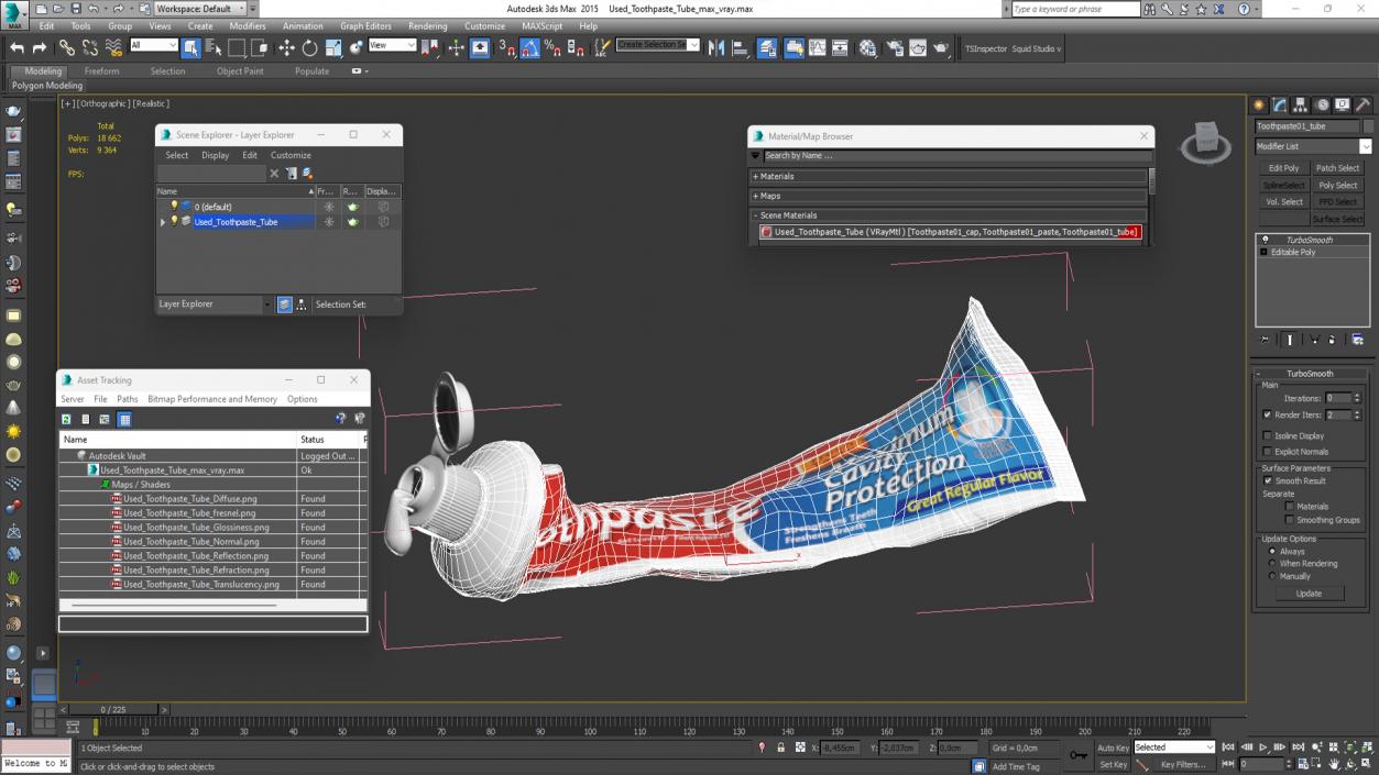 3D model Used Toothpaste Tube