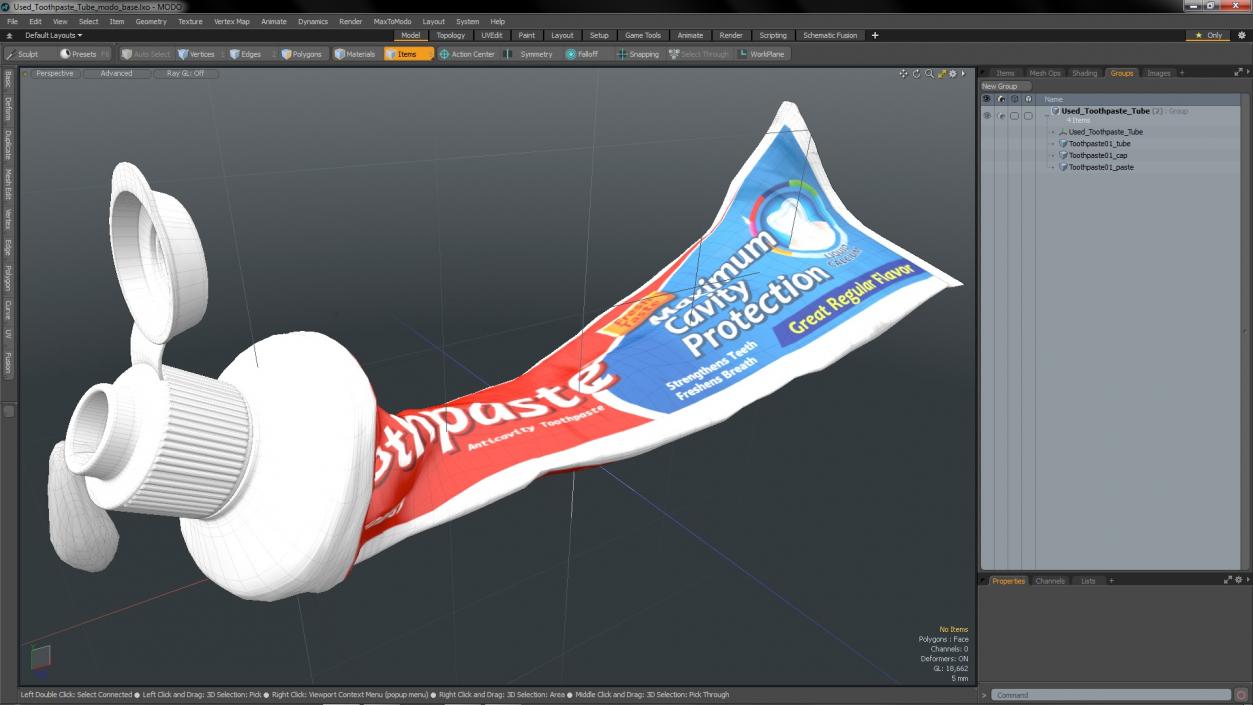 3D model Used Toothpaste Tube