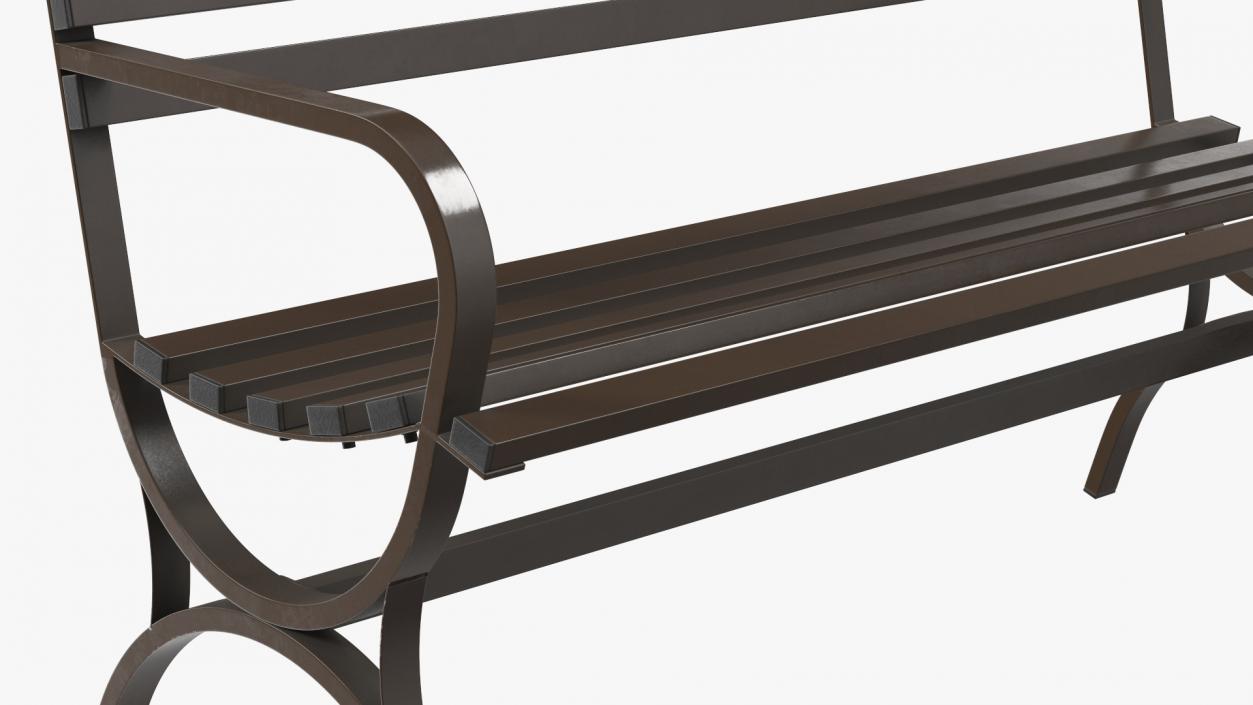 Long Metal Bench Brown 3D