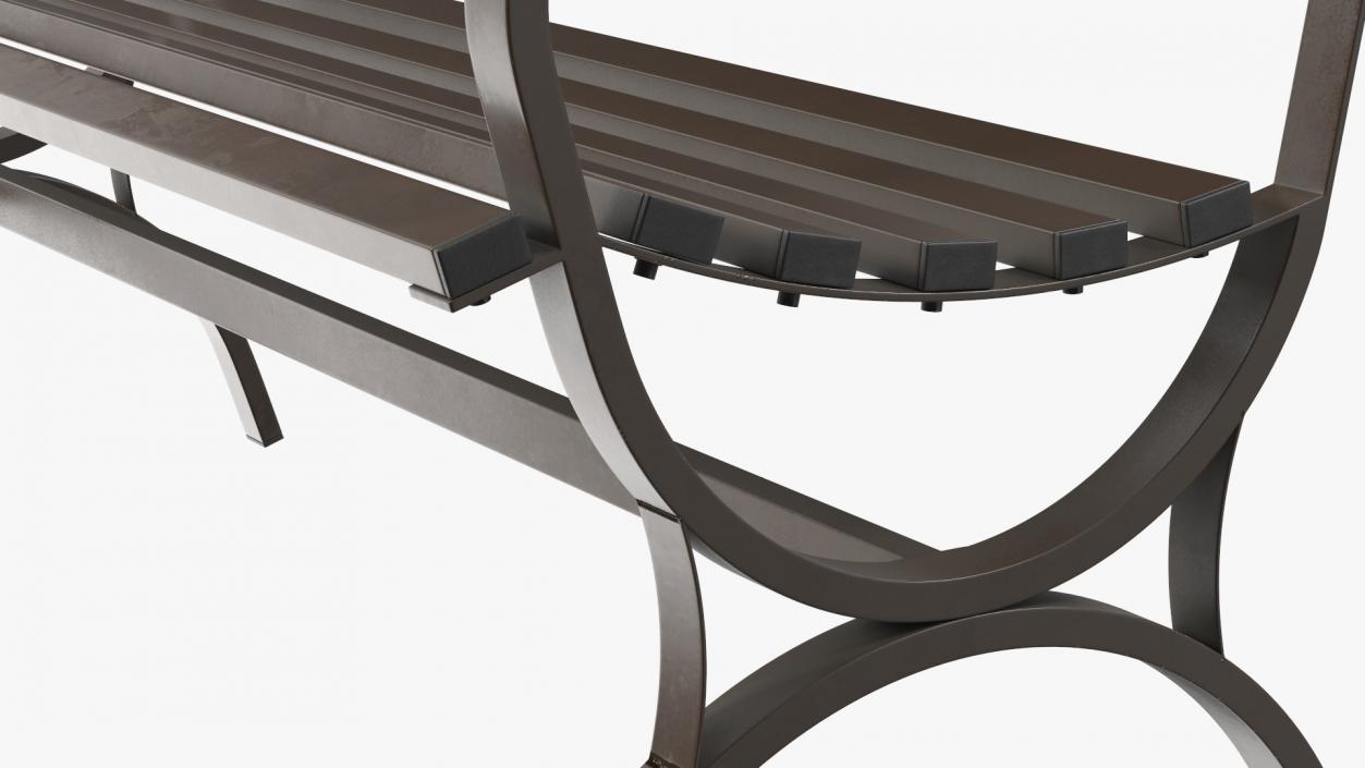 Long Metal Bench Brown 3D