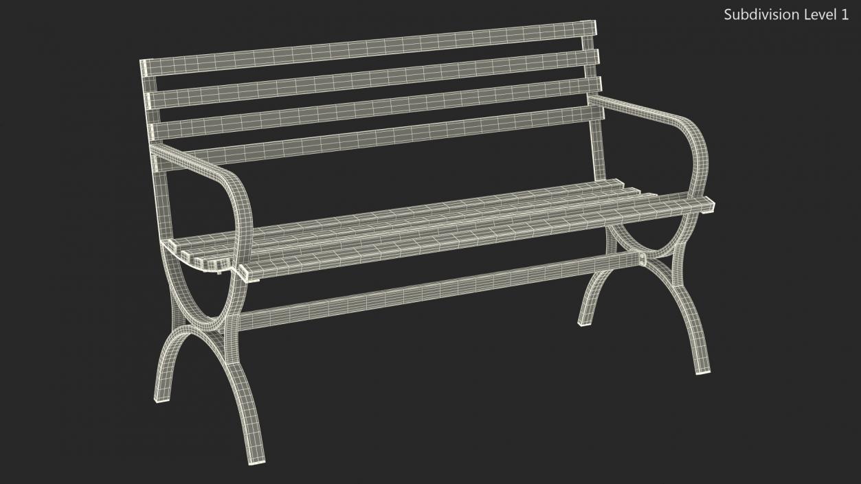 Long Metal Bench Brown 3D