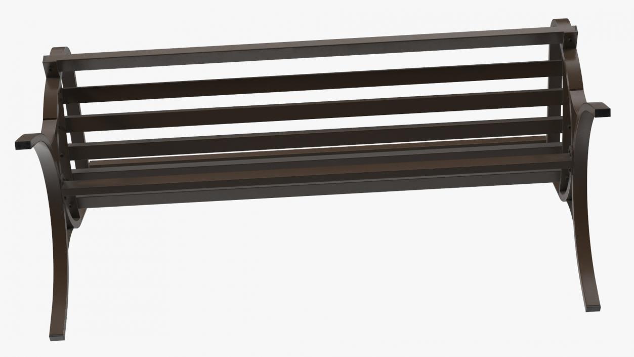 Long Metal Bench Brown 3D