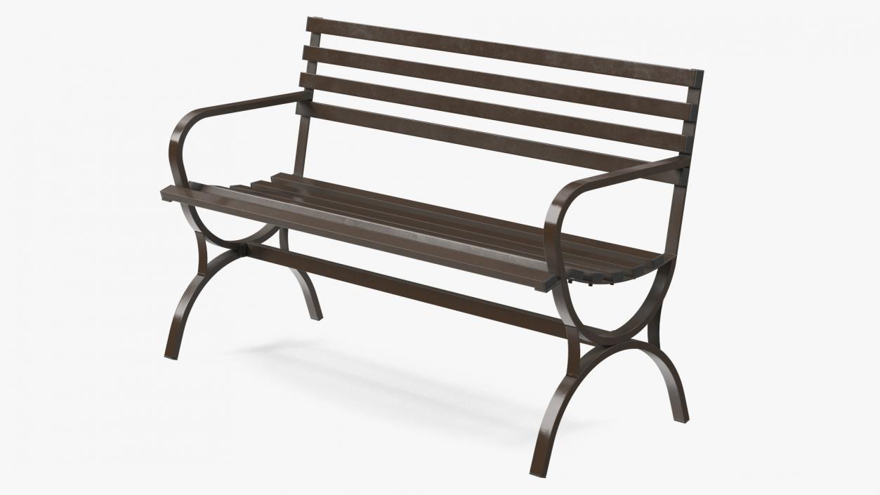 Long Metal Bench Brown 3D