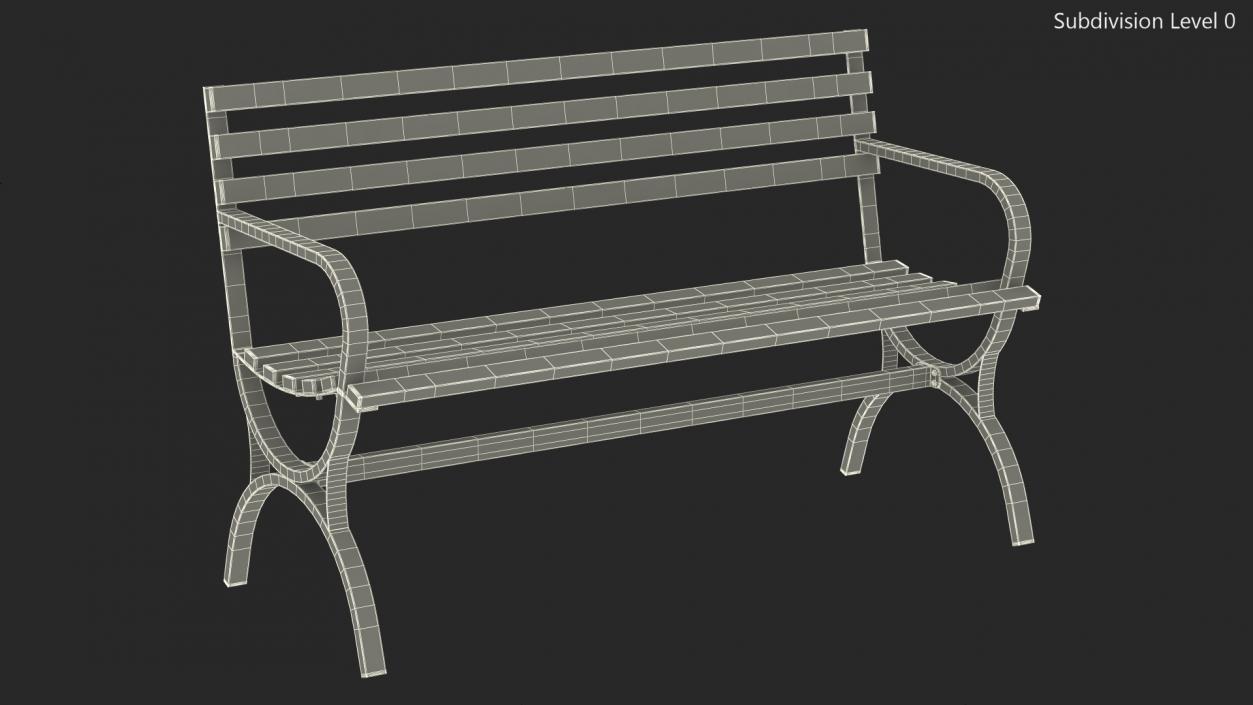 Long Metal Bench Brown 3D