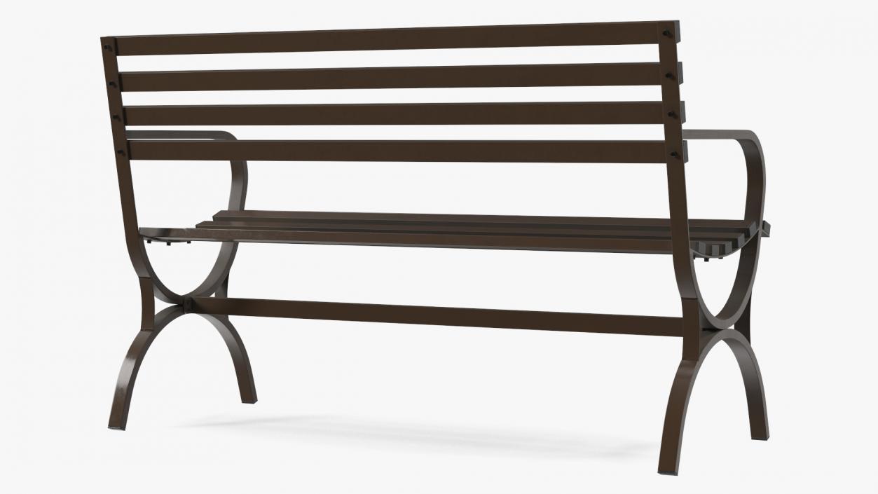 Long Metal Bench Brown 3D