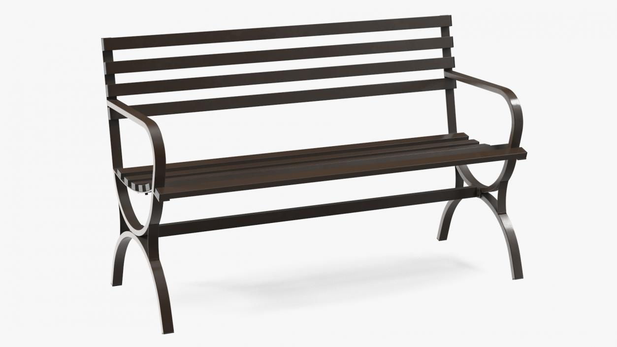 Long Metal Bench Brown 3D