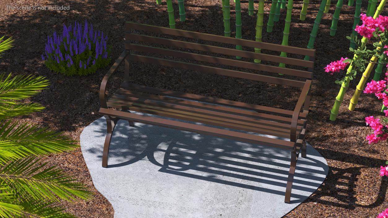 Long Metal Bench Brown 3D