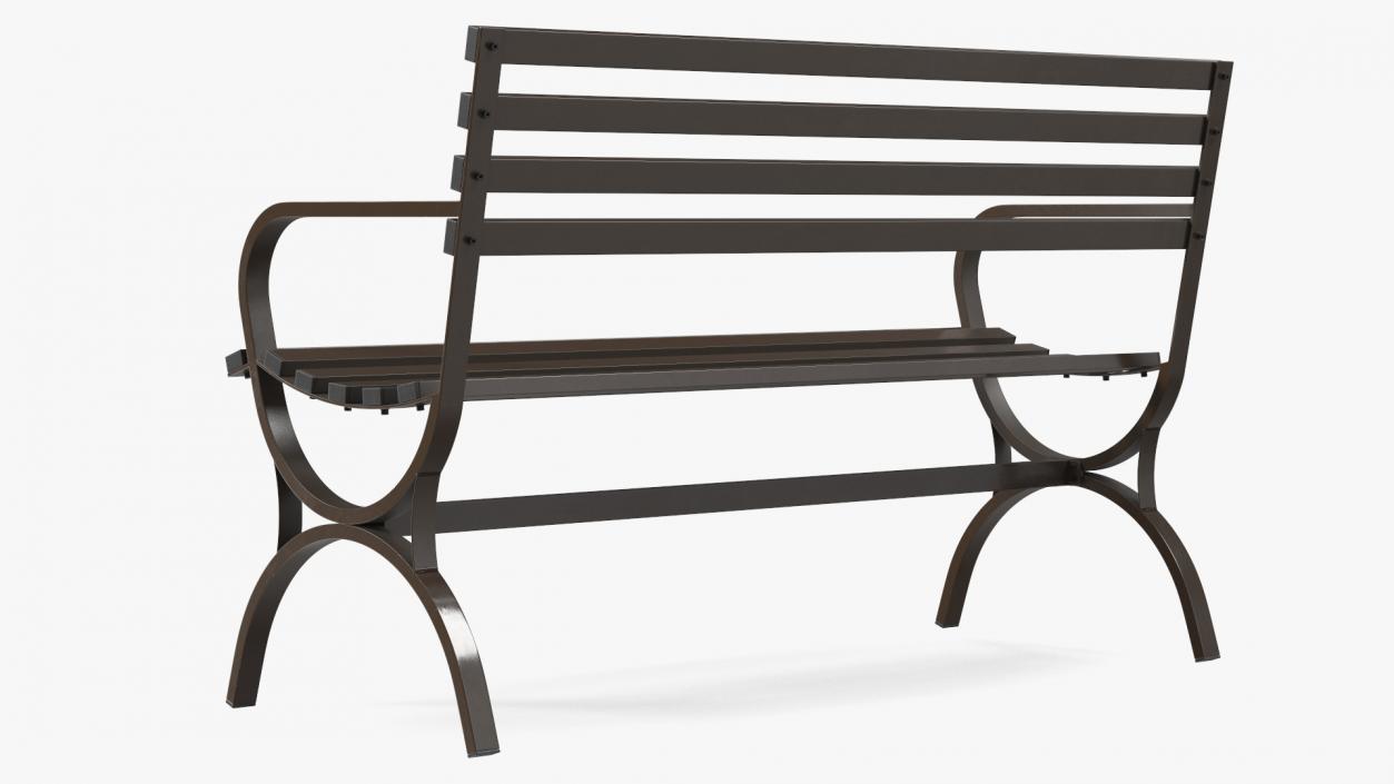 Long Metal Bench Brown 3D