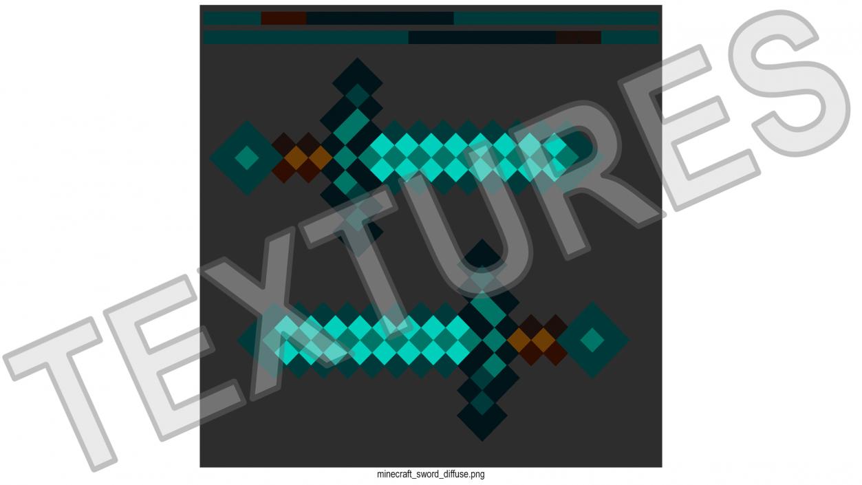 3D Pixelated Minecraft Diamond Sword model