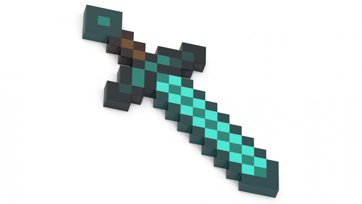 3D Pixelated Minecraft Diamond Sword model