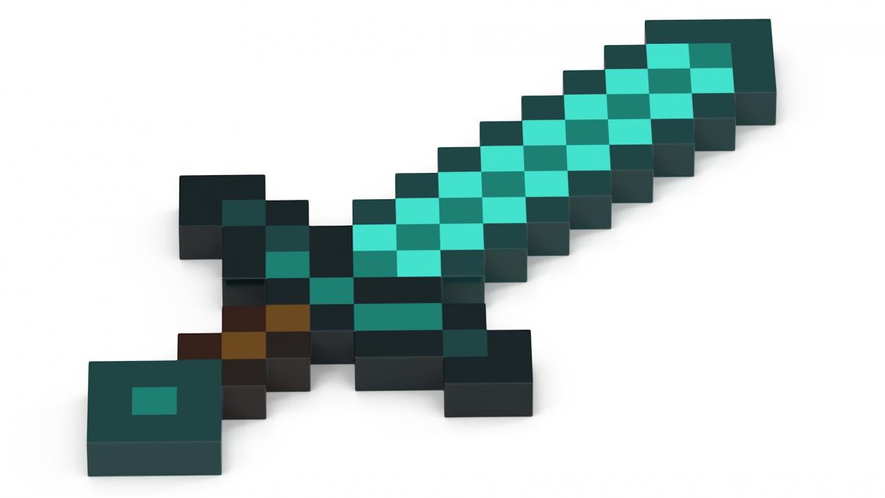 3D Pixelated Minecraft Diamond Sword model