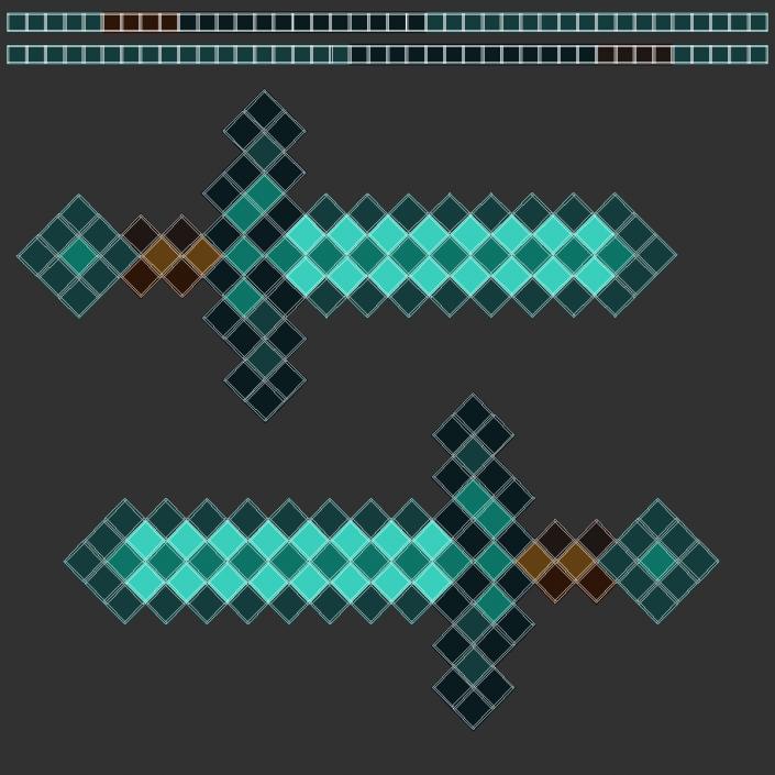 3D Pixelated Minecraft Diamond Sword model