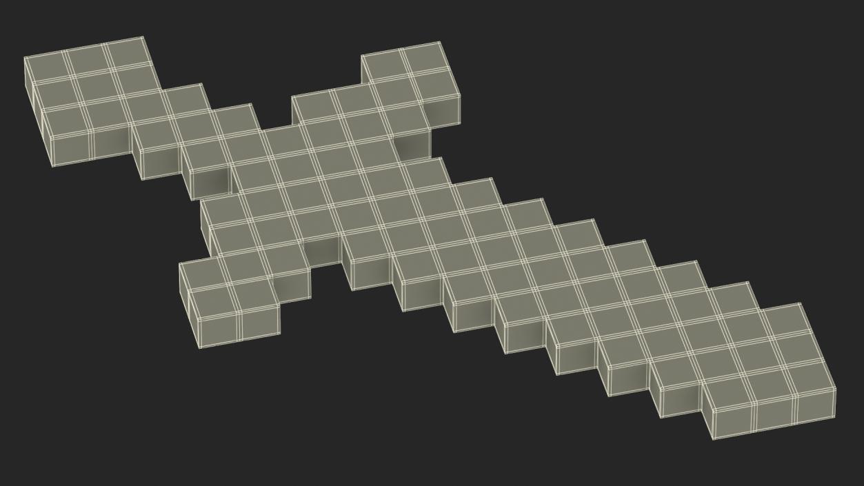 3D Pixelated Minecraft Diamond Sword model