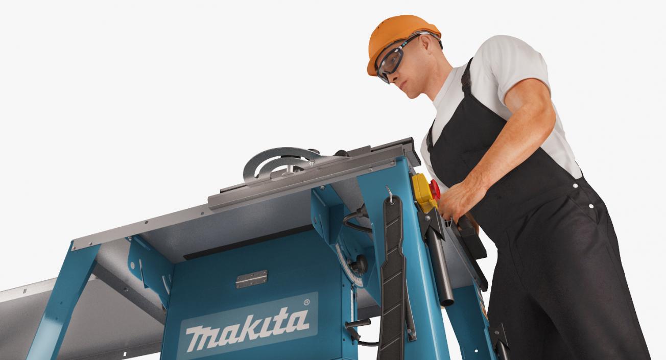 Workman with Circular Saw Makita Rigged 3D model