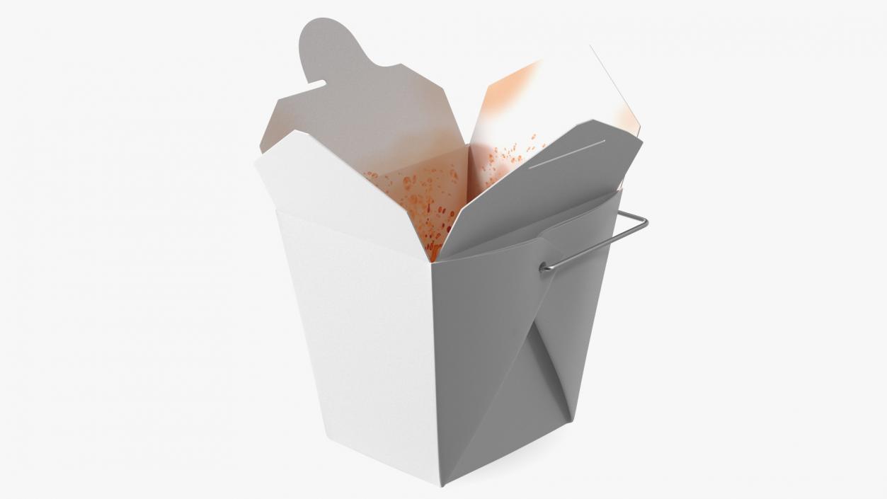 Paper Take Out Food Container 16 Oz Opened 3D