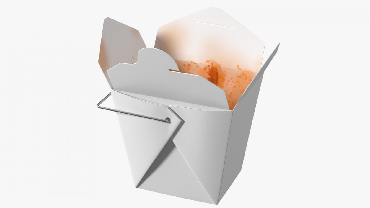 Paper Take Out Food Container 16 Oz Opened 3D