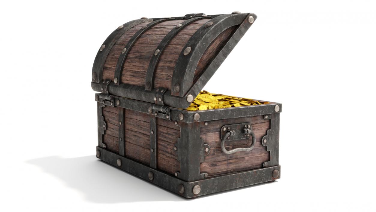 Treasure Chest with Golden Coins 3D