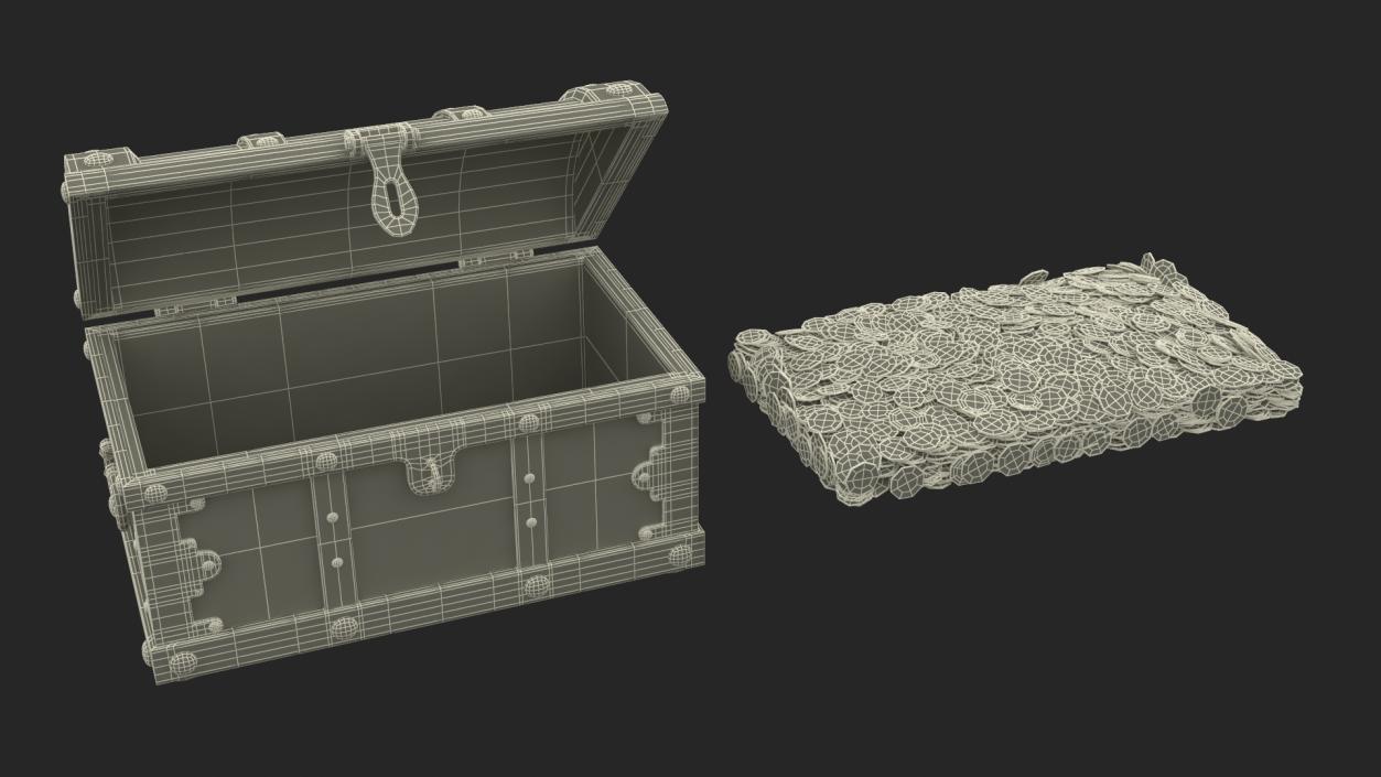 Treasure Chest with Golden Coins 3D