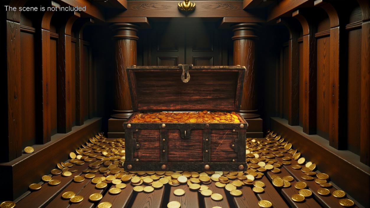 Treasure Chest with Golden Coins 3D