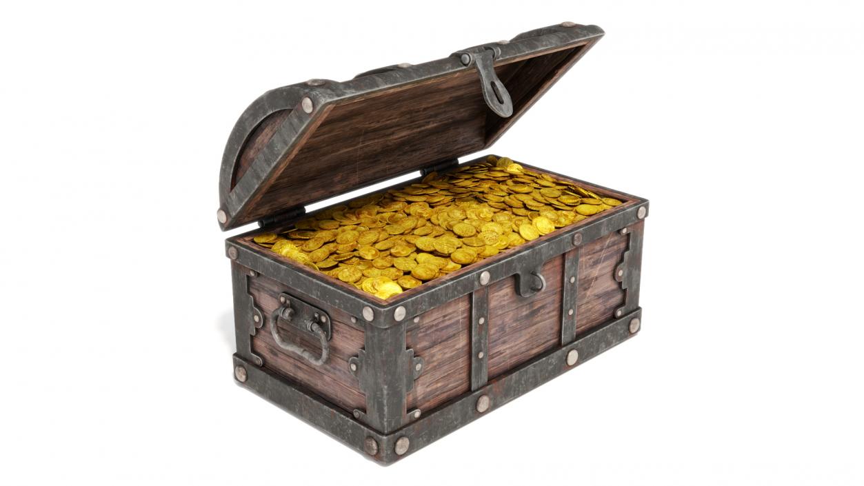 Treasure Chest with Golden Coins 3D