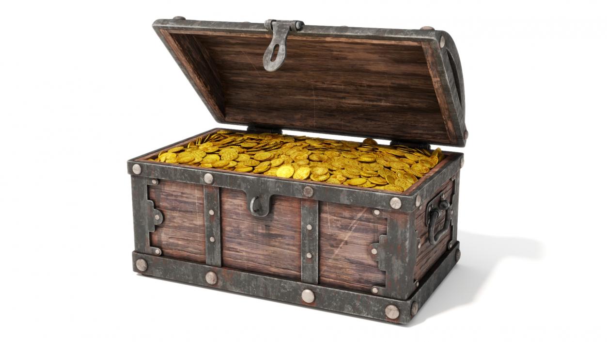 Treasure Chest with Golden Coins 3D