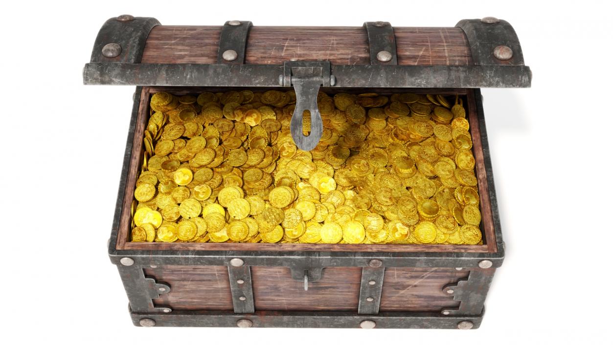 Treasure Chest with Golden Coins 3D