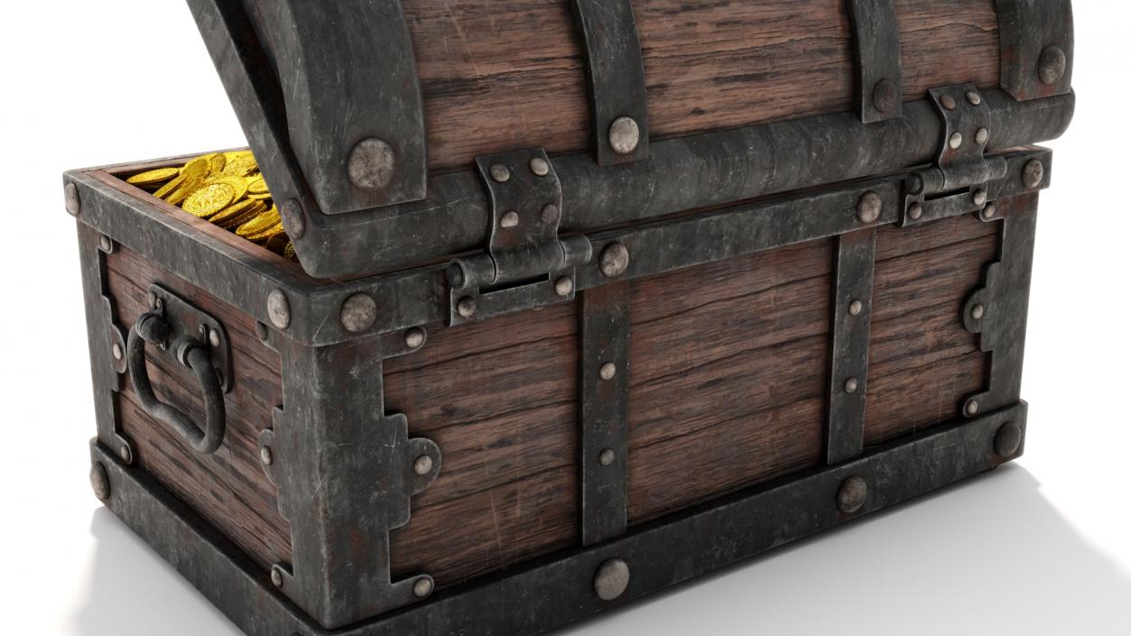 Treasure Chest with Golden Coins 3D