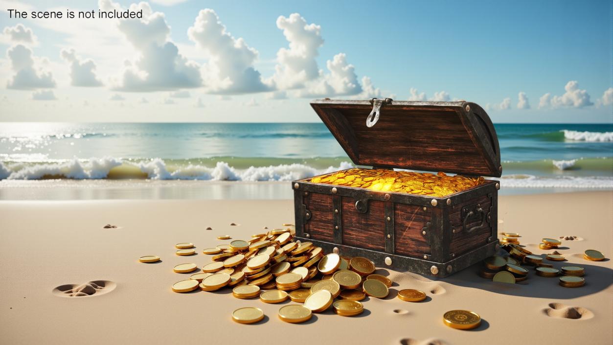 Treasure Chest with Golden Coins 3D