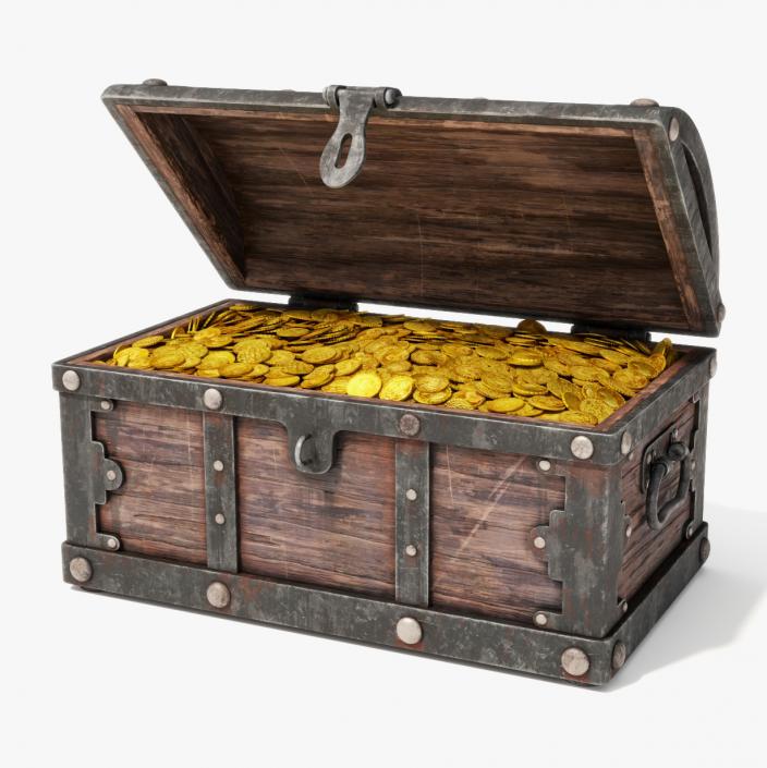 Treasure Chest with Golden Coins 3D