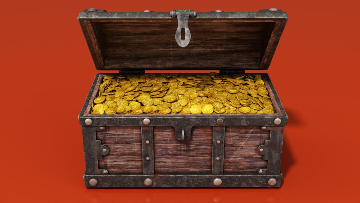 Treasure Chest with Golden Coins 3D