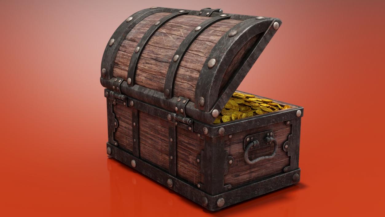 Treasure Chest with Golden Coins 3D