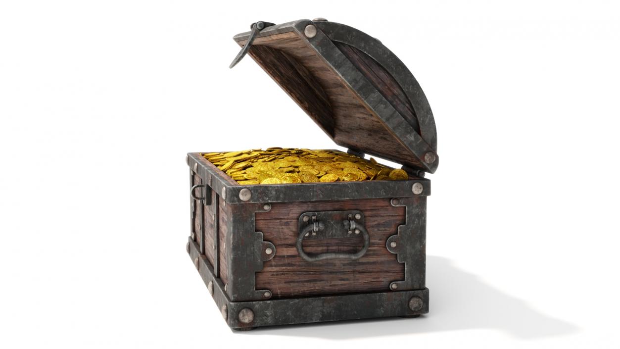 Treasure Chest with Golden Coins 3D