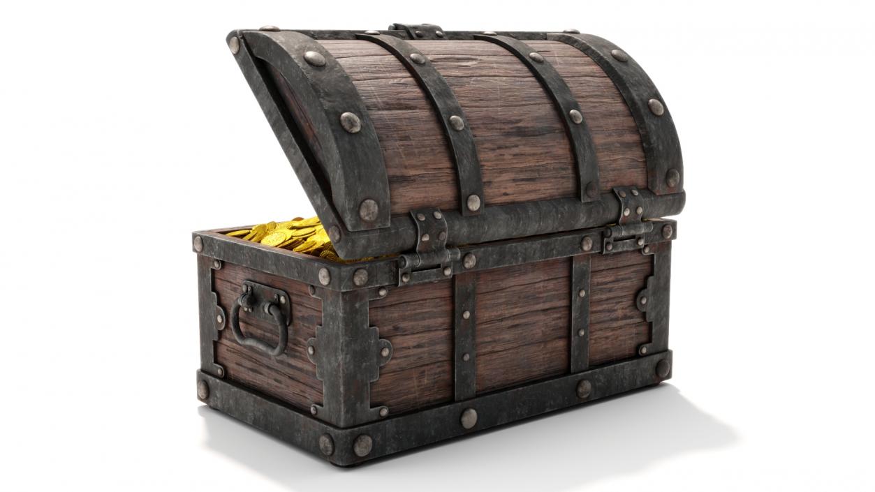 Treasure Chest with Golden Coins 3D