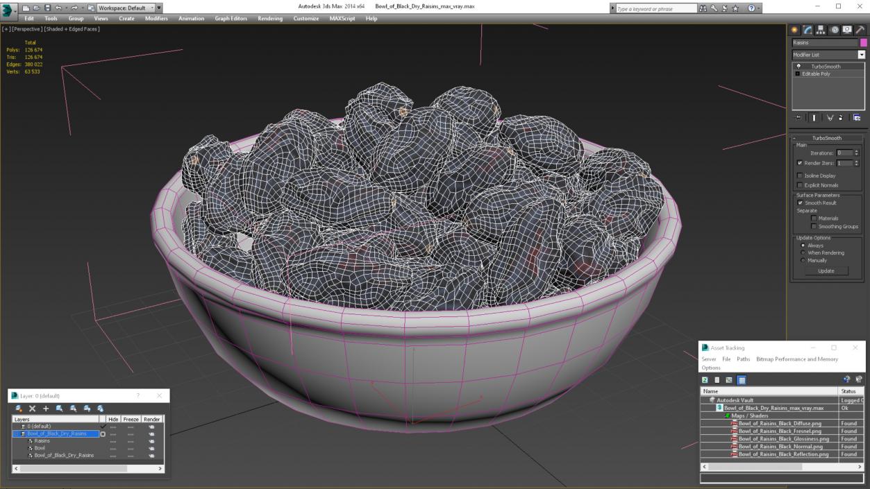 3D model Bowl of Black Dry Raisins