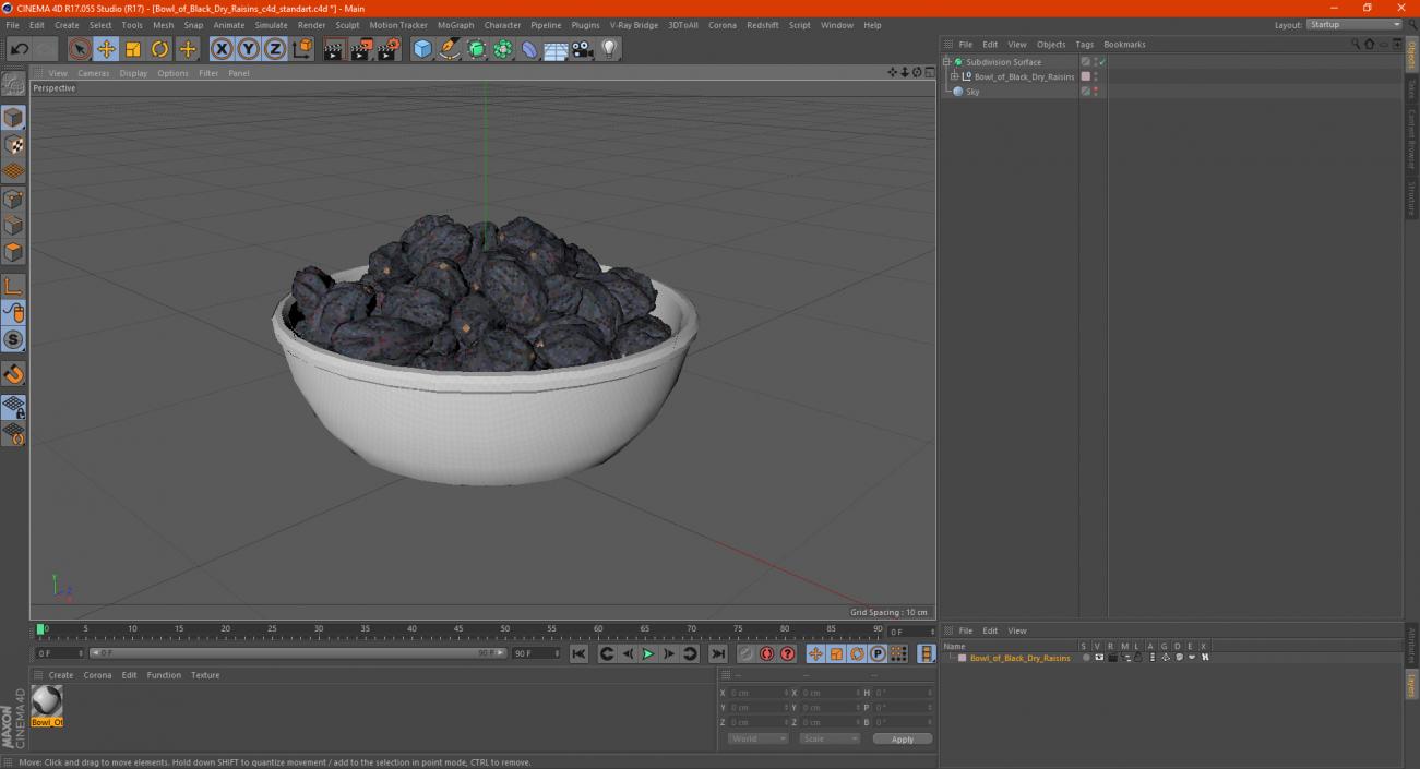 3D model Bowl of Black Dry Raisins