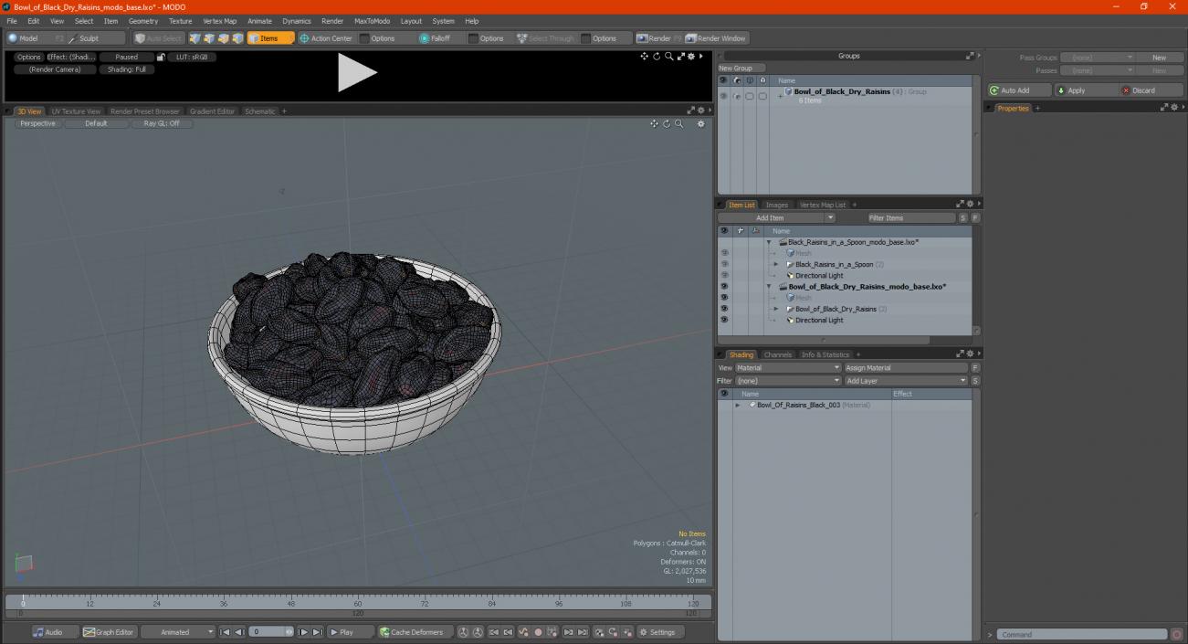 3D model Bowl of Black Dry Raisins