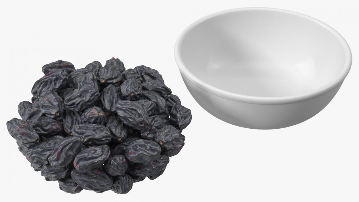 3D model Bowl of Black Dry Raisins