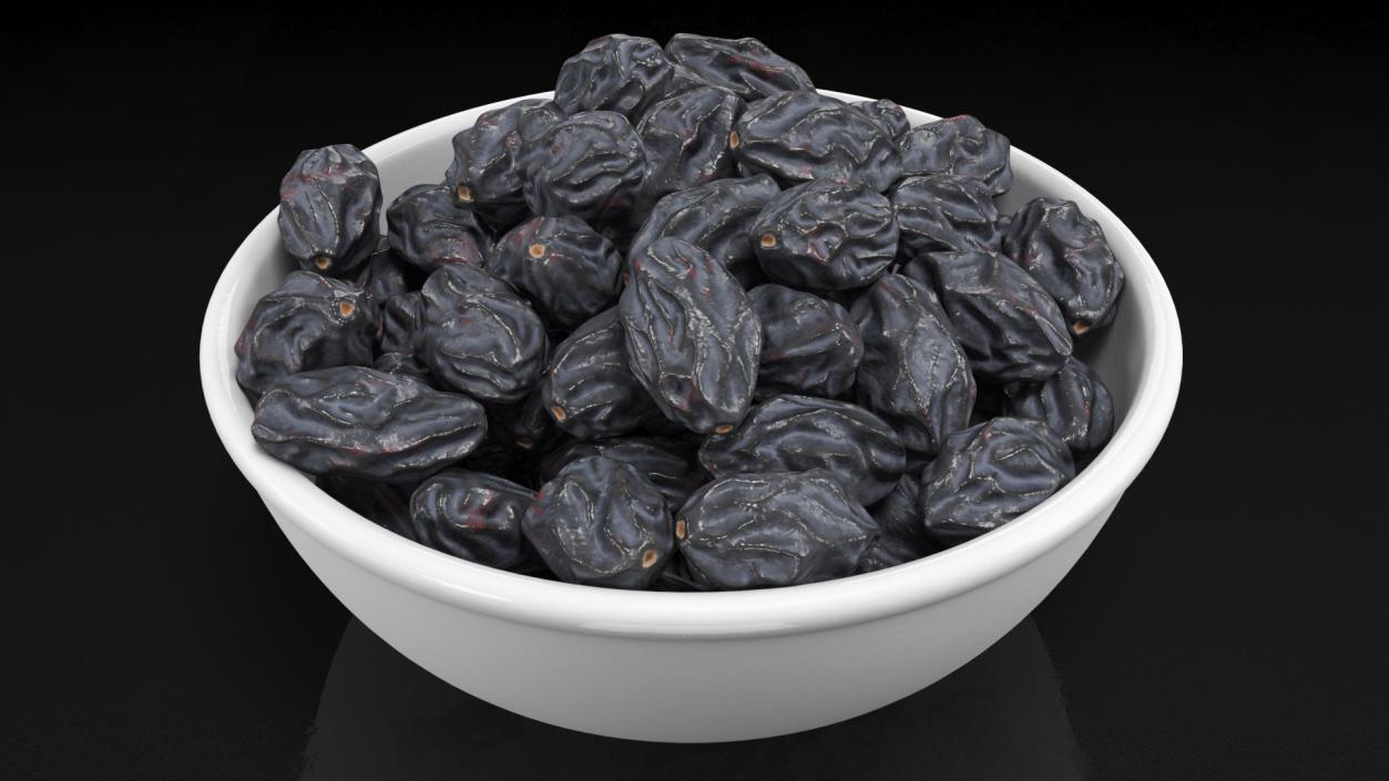 3D model Bowl of Black Dry Raisins