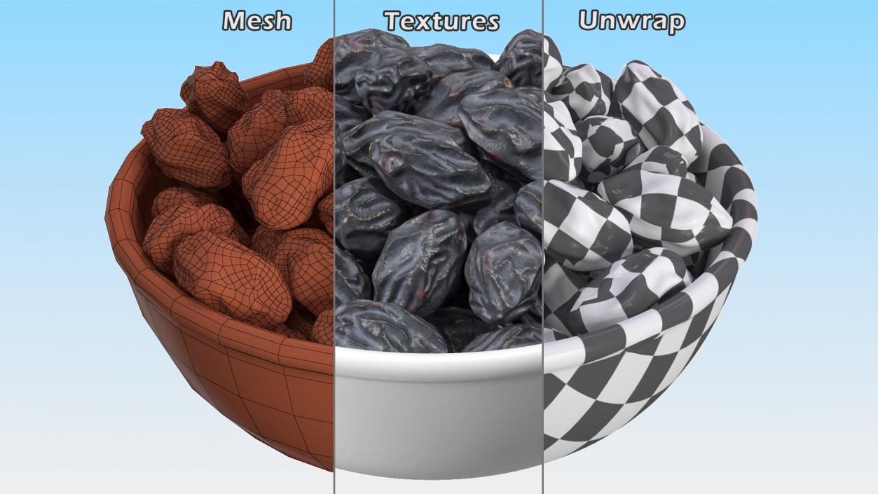 3D model Bowl of Black Dry Raisins