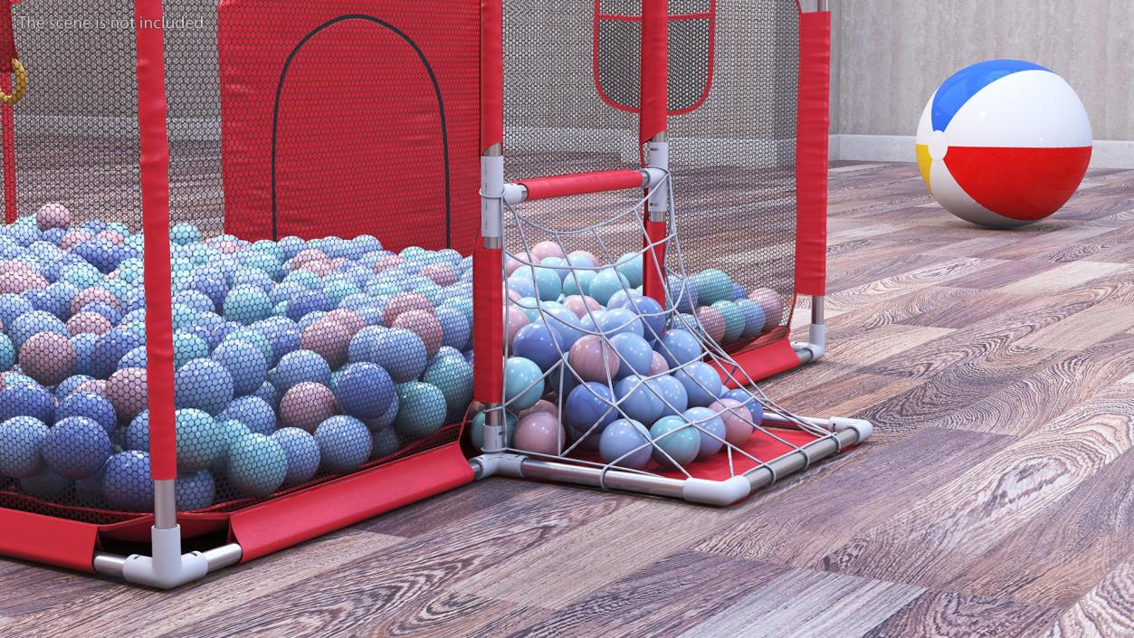 3D model Red Baby Playpen with Plastic Balls