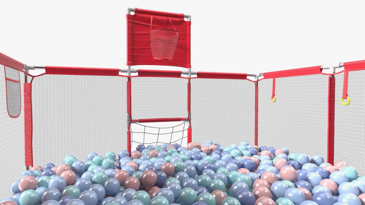 3D model Red Baby Playpen with Plastic Balls