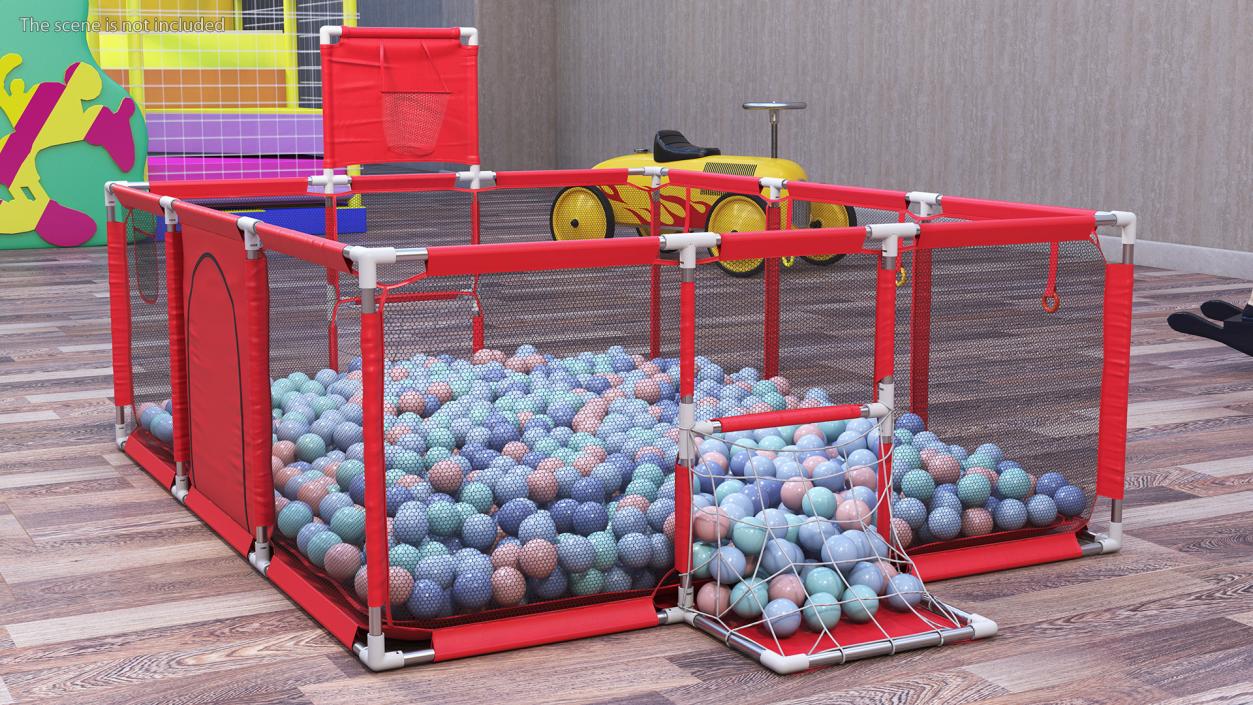 3D model Red Baby Playpen with Plastic Balls