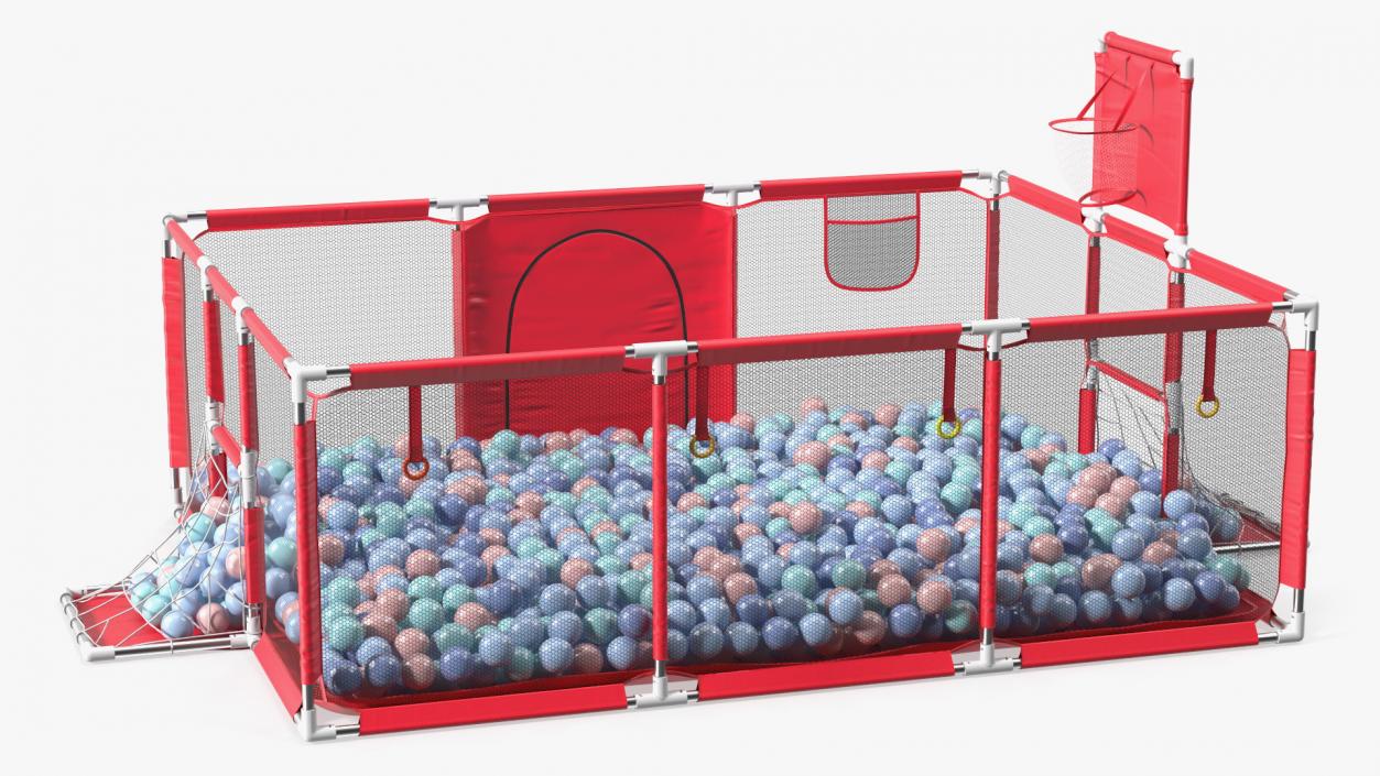 3D model Red Baby Playpen with Plastic Balls