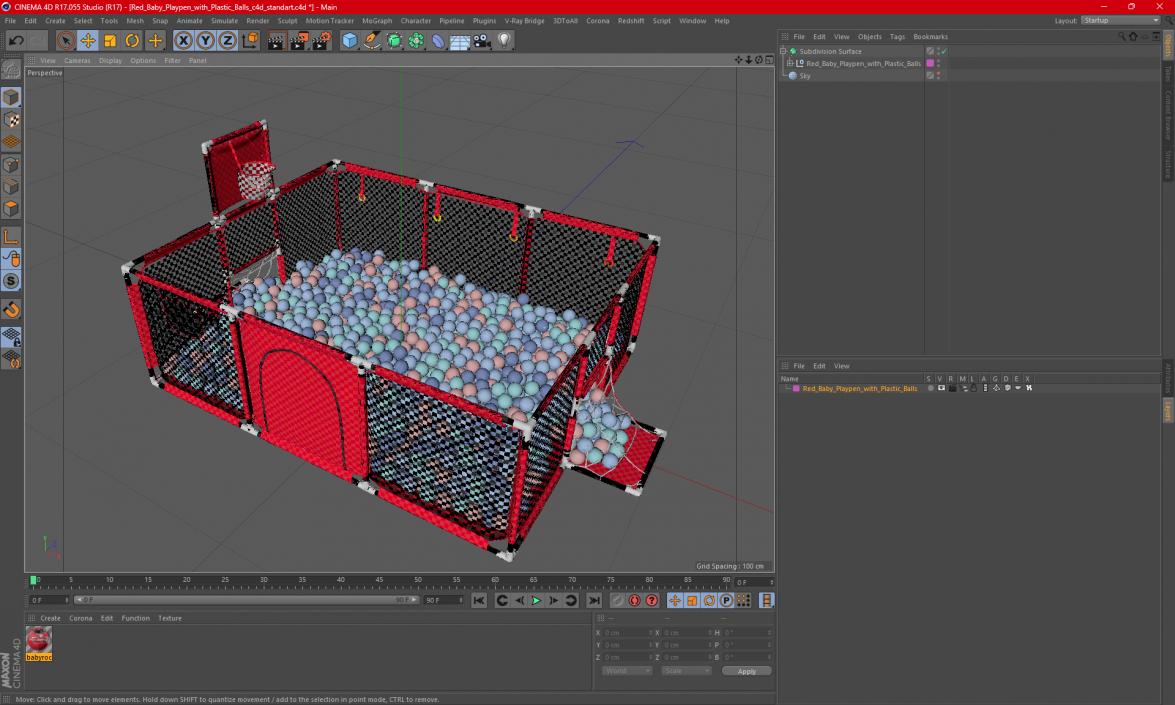 3D model Red Baby Playpen with Plastic Balls