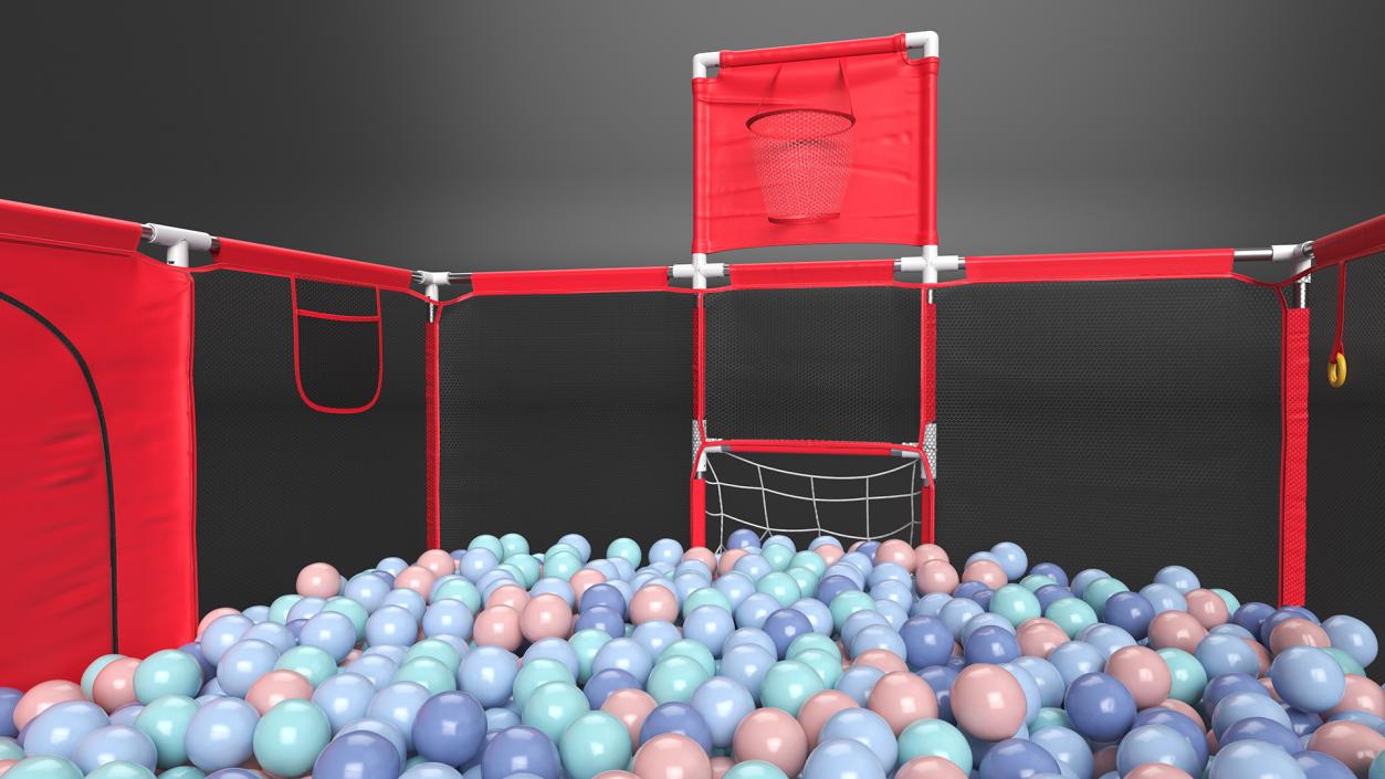 3D model Red Baby Playpen with Plastic Balls