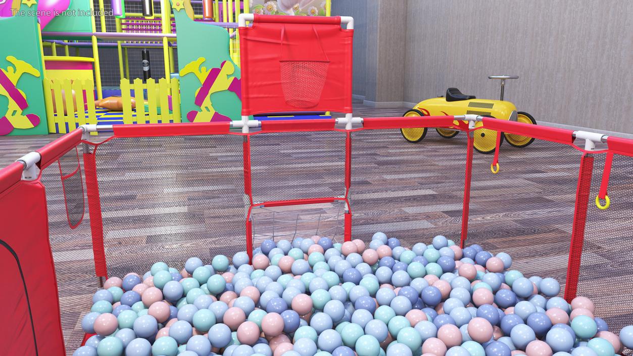 3D model Red Baby Playpen with Plastic Balls