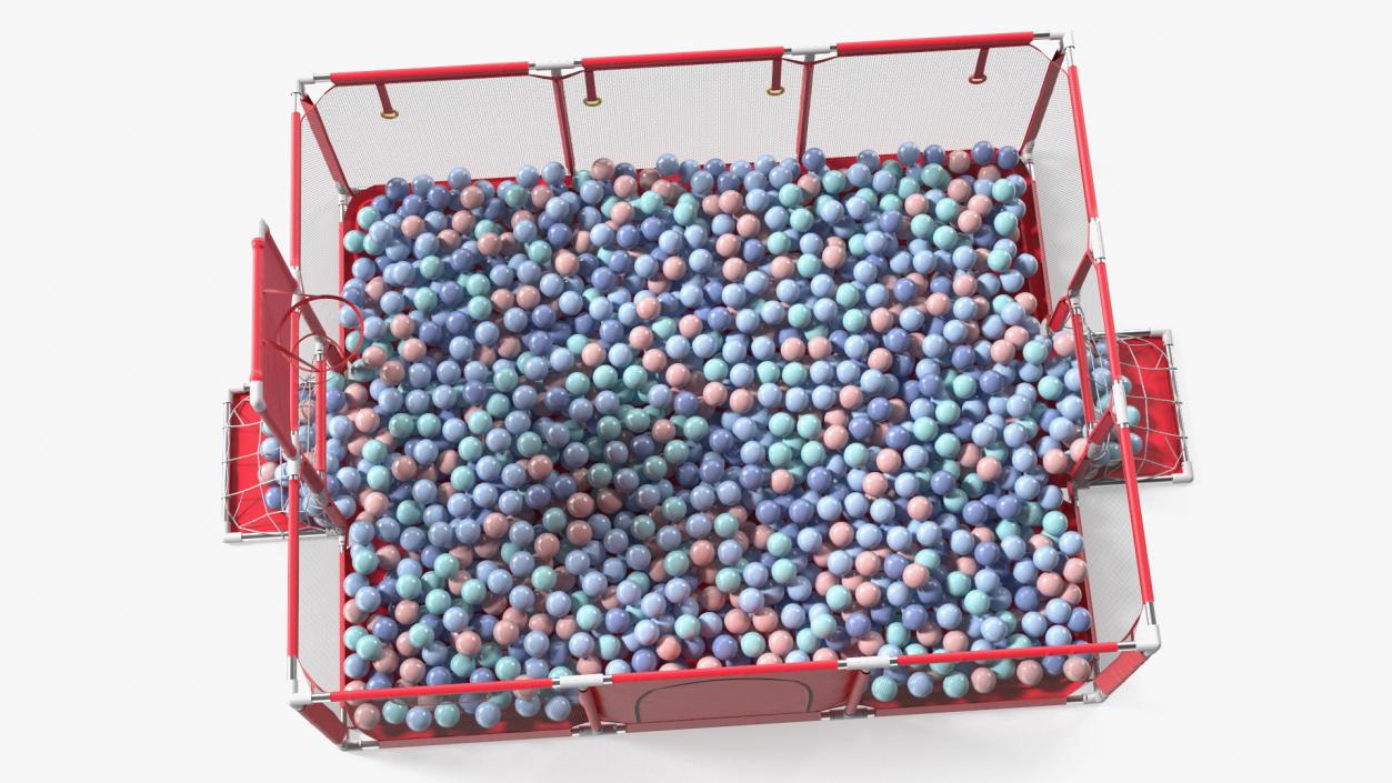 3D model Red Baby Playpen with Plastic Balls