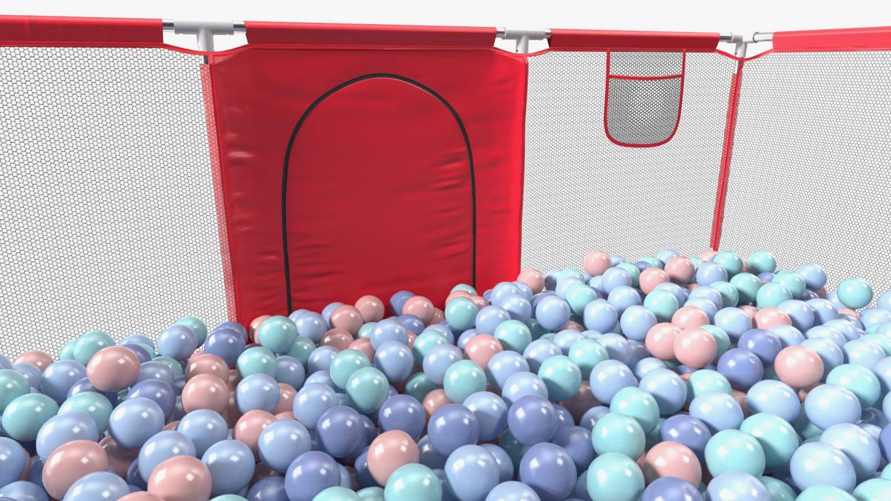 3D model Red Baby Playpen with Plastic Balls