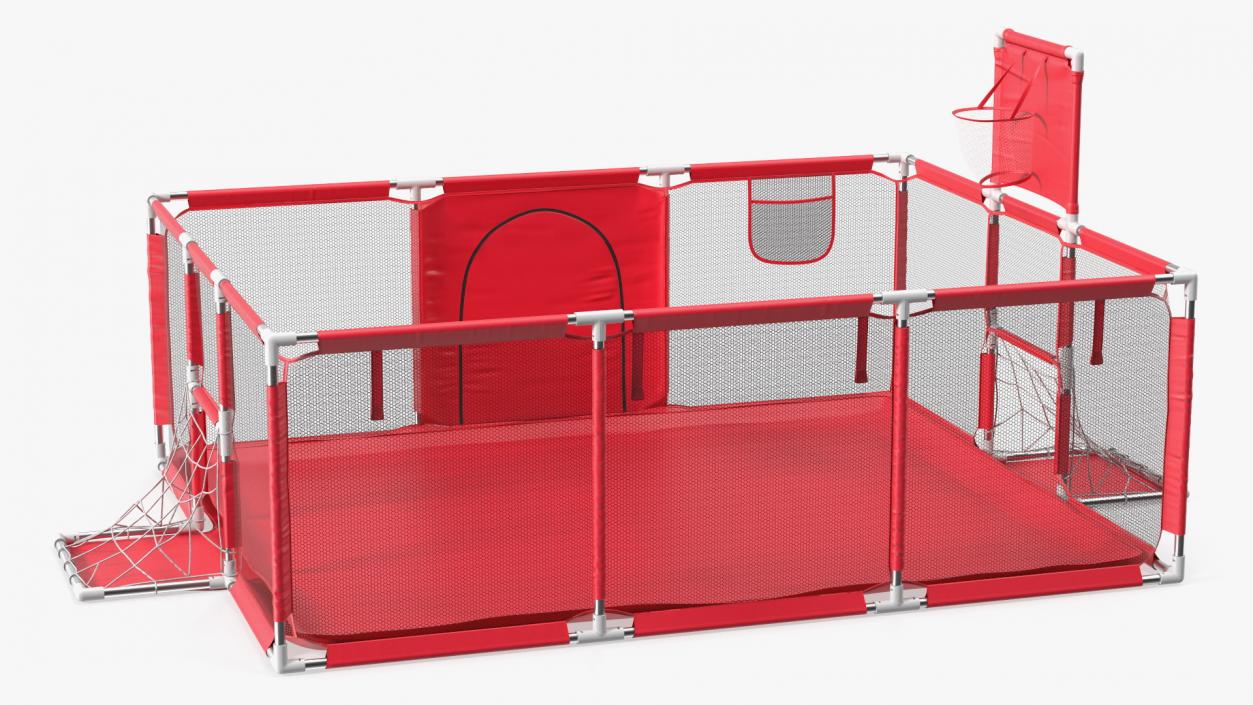 3D model Red Baby Playpen with Plastic Balls