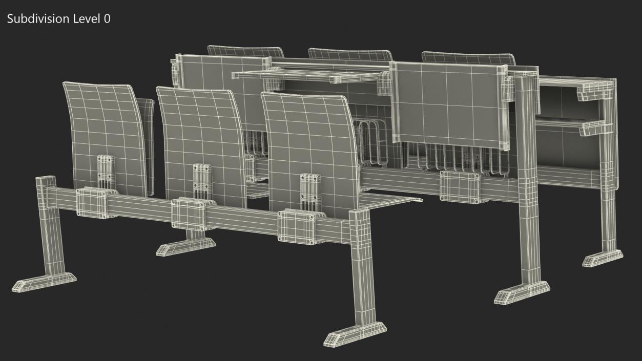 University Seating System Set Six Seats 3D model